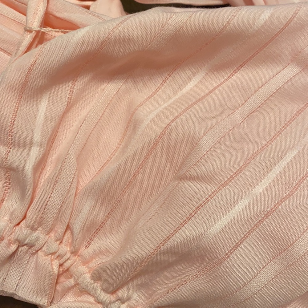Vintage pale pink ruffle neck dress semi shear - Picture 11 of 11